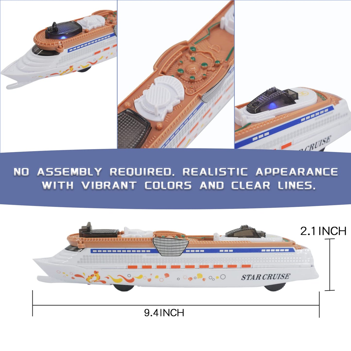 OTONOPI Cruise Ship Model Toy Ocean Liner Boat Toy with Light and Sound for Kids Toddlers Boys Girls Adults Age 3-12+ Birthday Children's Day Gift Home Decoration Collection