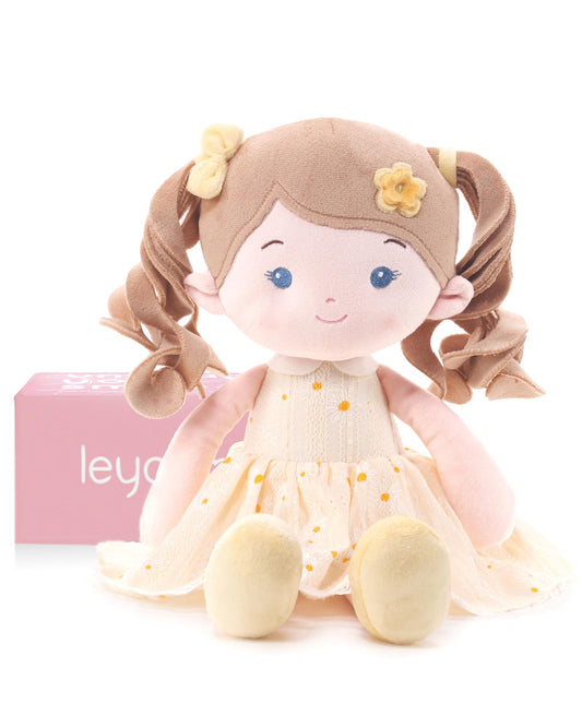 LeyaDoll Soft Baby Doll Toys (16''), My First Baby Rag Doll for 1 Year-Old Girl Birthday Gift, Christmas Plush Toys Gift for Toddler Kids Infants-Daydream-Daisy-Girl-Yellow