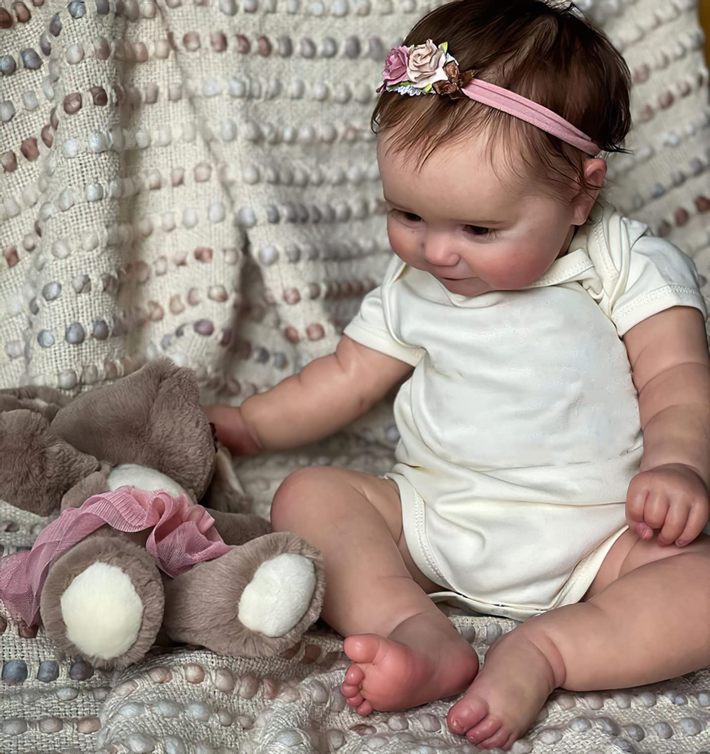 TERABITHIA 20 Inches Lifelike Premie Baby Size Reborn Baby Doll with Soft Weighted Body Look Real Sweet Smiling Realistic Newborn Girl Doll, A Moment in My Arms, Forever in My Heart
