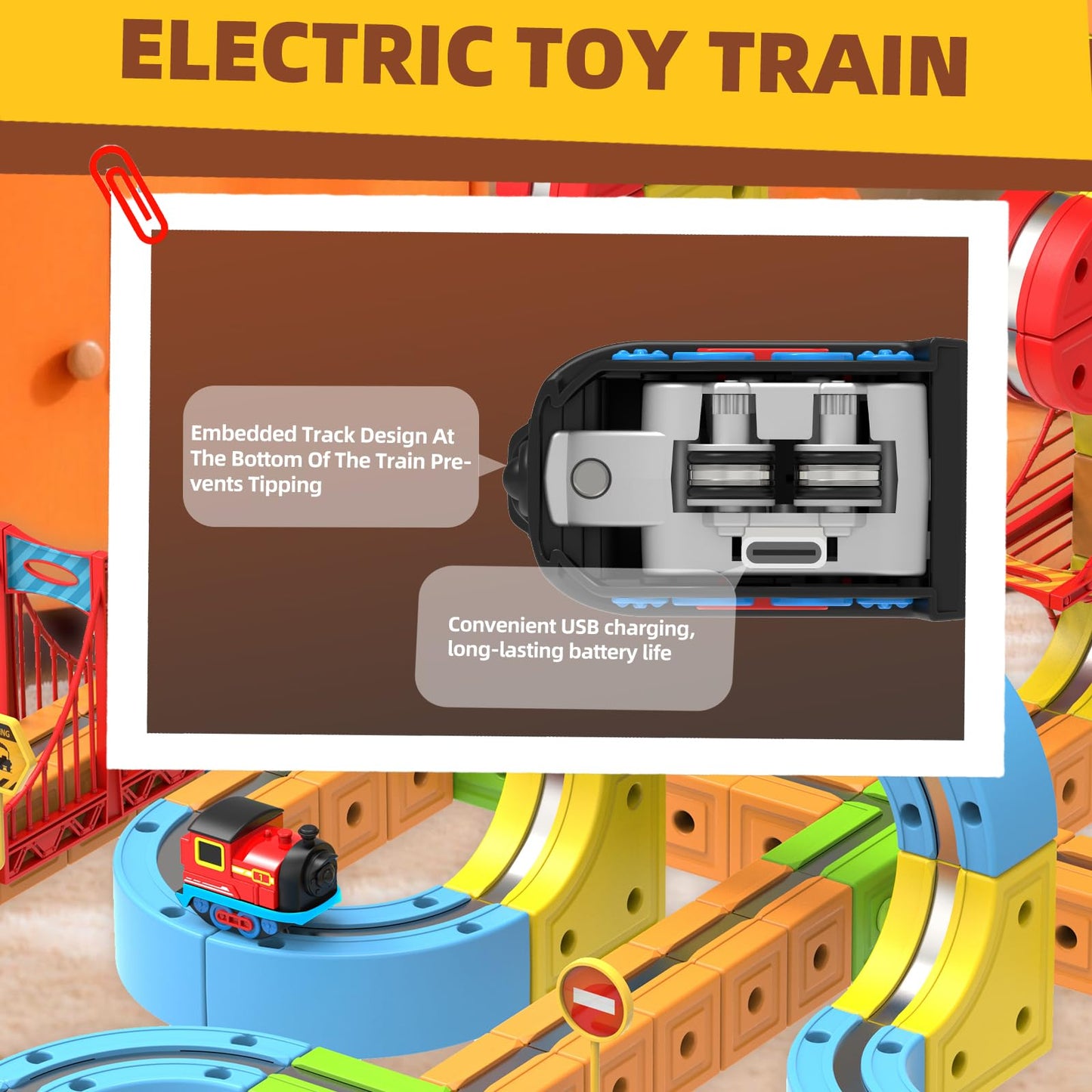 Electric Train Set 3D Track for Kids 3-8 Years Old, 88 Pcs Building Toy Train Track 3D Anti-Gravity Flexible Race Tracks,Motorized Train with Gravity-Defying 360°,Gravity, Educational Toy Birthday