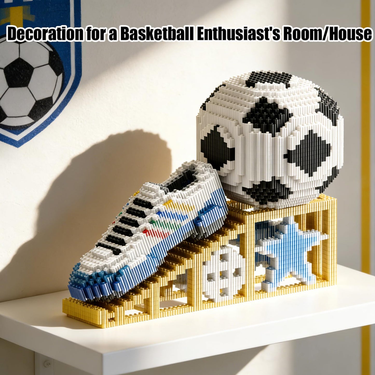 USVillGO 2026 New Soccer Ball with Sport Sneaker Building Block Set, Realistic Soccer, Luminous Crystal Shoe, Golden Stand STEM Bricks, DIY Educational Toy World Football Cup Gifts for Teen, Adult