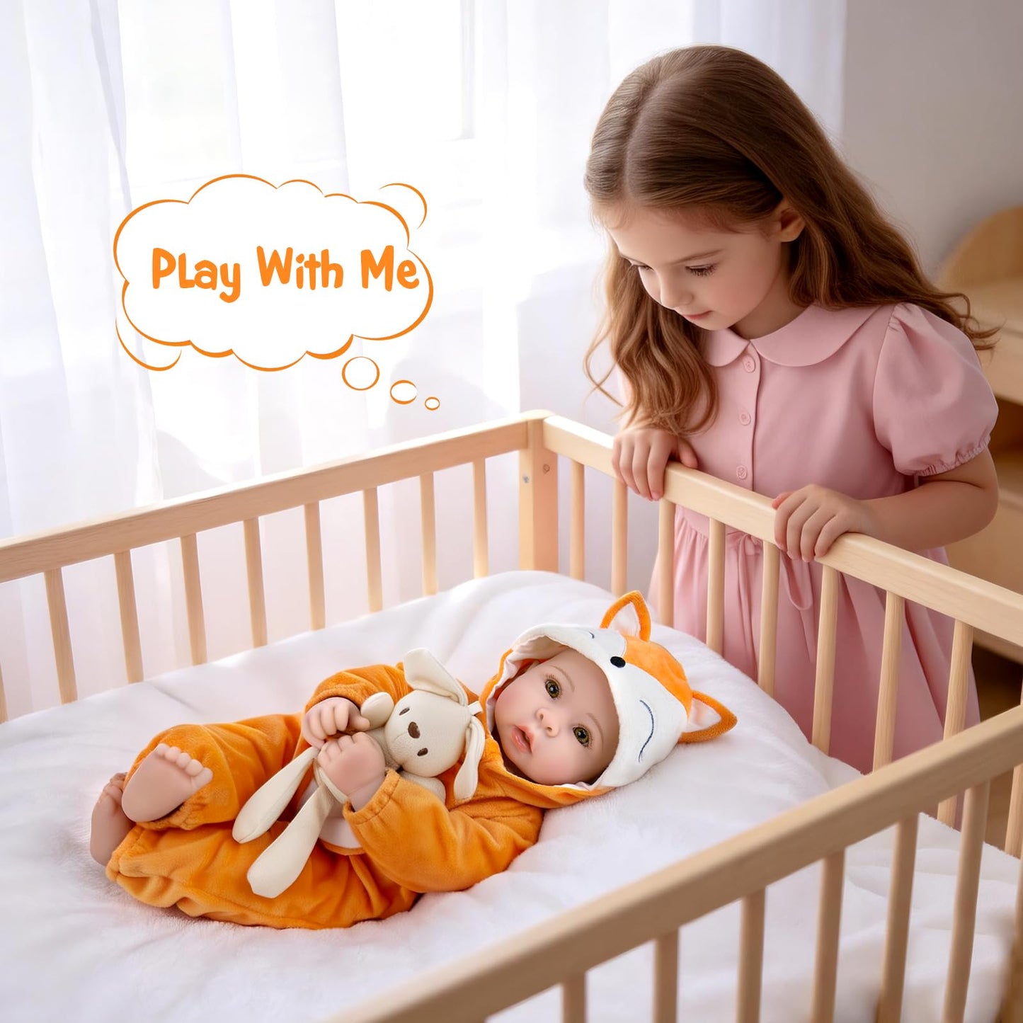 Aori Baby Dolls - 17 Inch Real Life Doll with Ultra Soft Body & Fox Outfits for Girls 3+ | Pretend Play, Adoption Day, Photography Prop, Collectible