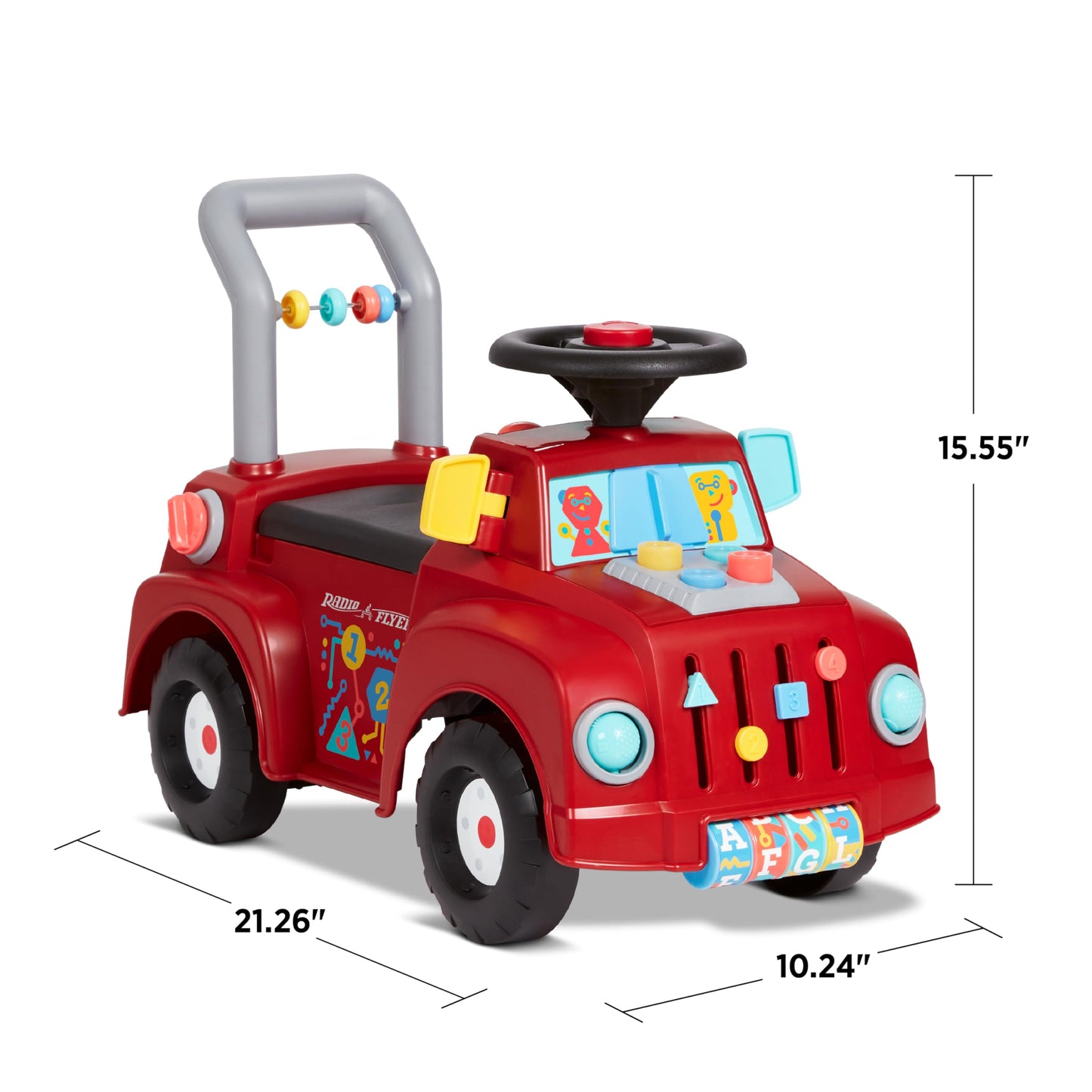 Radio Flyer Tinker Truck, for Toddlers 1-3, 3-in-1 Push Walker Ride On Car with 20 Sensory Activities, Anti-Tip Feature, Under-Seat Storage, Lights and Sounds, 42 lb Capacity, Toddler Ride On Toys