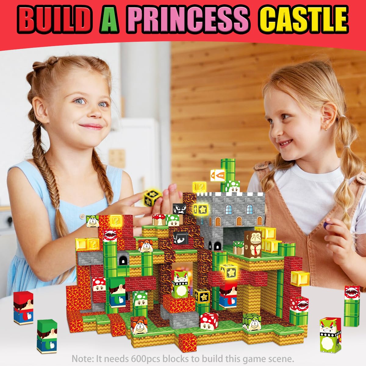 Daoyehsy 200PCS Magnetic Blocks Building Toys, 1" Light Up Building Blocks Magnet Cubes Tiles for Toddlers Boys Girls 3+, Build 3D World STEM Sensory Construction Toys