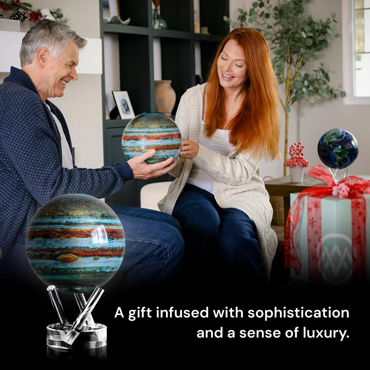 MOVA Globe - Jupiter Classic (4.5") | Solar-Powered Rotating Planet Display for Desk or Shelf | No Batteries or Wires | Floating-Style Space Decor
