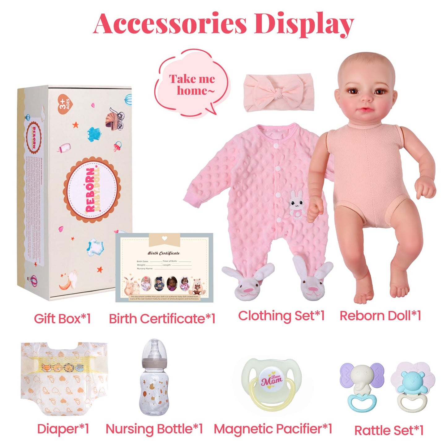 BABESIDE Reborn Baby Dolls Girls - 17-inch Cute Soft Vinyl Realistic Baby Doll Real Life Baby Dolls with Complete Accessories Perfect for Cuddling, Playtime, and Gift Giving