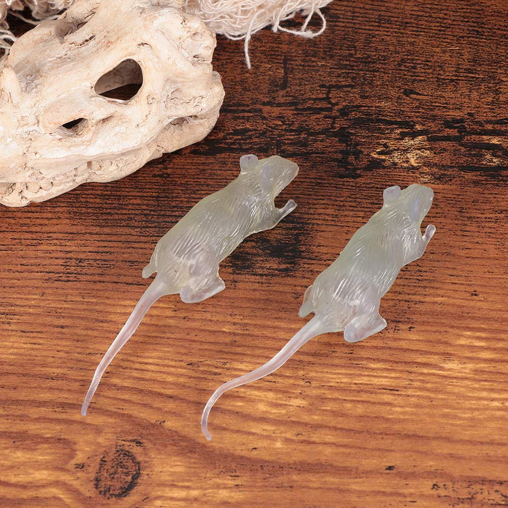 Totority Halloween Luminous Glow-in-the-Dark Mouse Toy 20Pcs Realistic Fake Mice for Halloween Party Pranks and Decorations Plastic 3.22 Inch