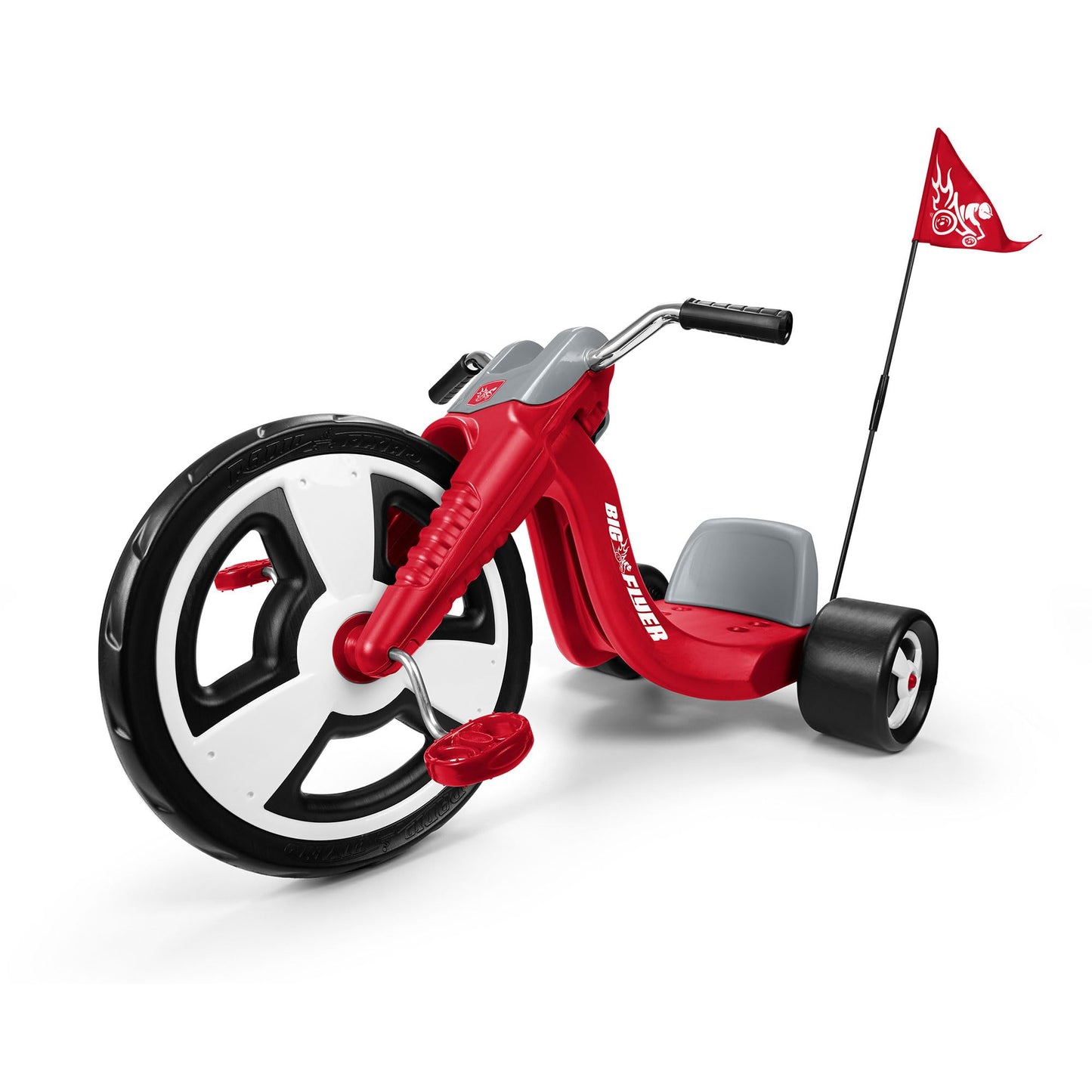Radio Flyer Big Flyer Sport, for Kids 3-7, Chopper-Style Tricycle with 16-Inch Front Wheel, Adjustable Seat, Chrome Handlebars, Removable Racing Pennant, Performance Grip Tread, Tricycle for Kids