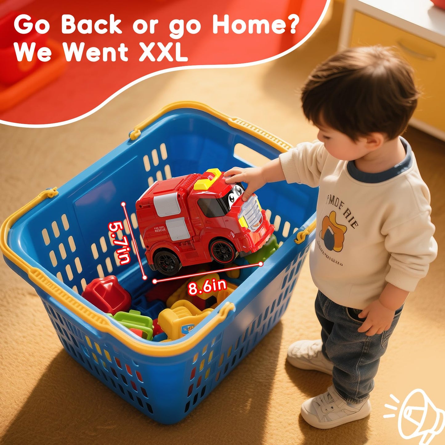 AEROQUEST Remote Control Car for Toddlers 1-3 Fire Truck Toy for Ages 2-4 Lights & Sounds Emergency Cars Preschoolers Fire Engine for Boys & Girls