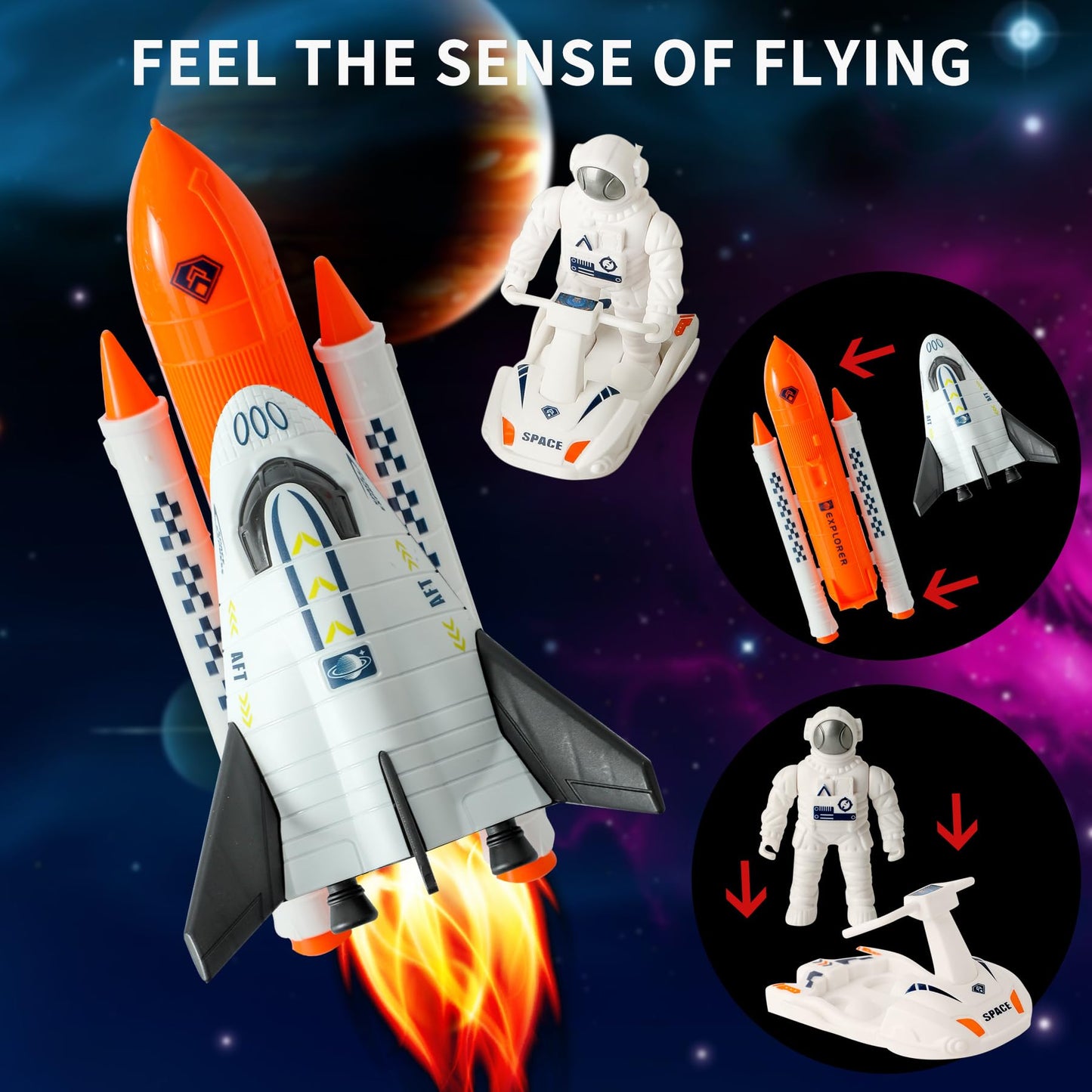 Wbzle Rockets for Kids,Best Toys for 3 Year Old Boys & 6-8 Years Old, Educational Toys for Kids Space Exploration with Rocket Launcher
