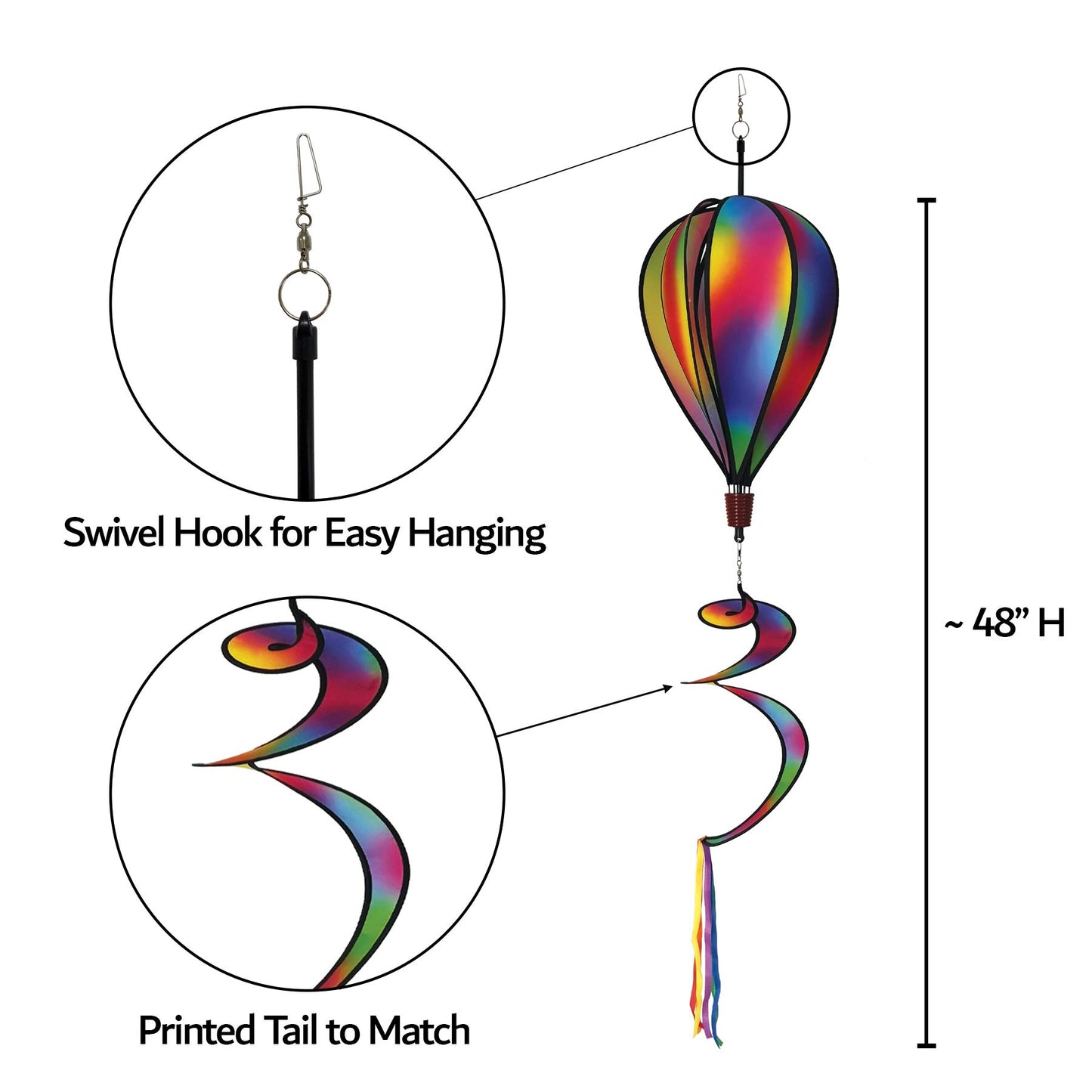 In the Breeze 0977 Jewel Hot Air Balloon Spinner-Outdoor Hanging Decoration