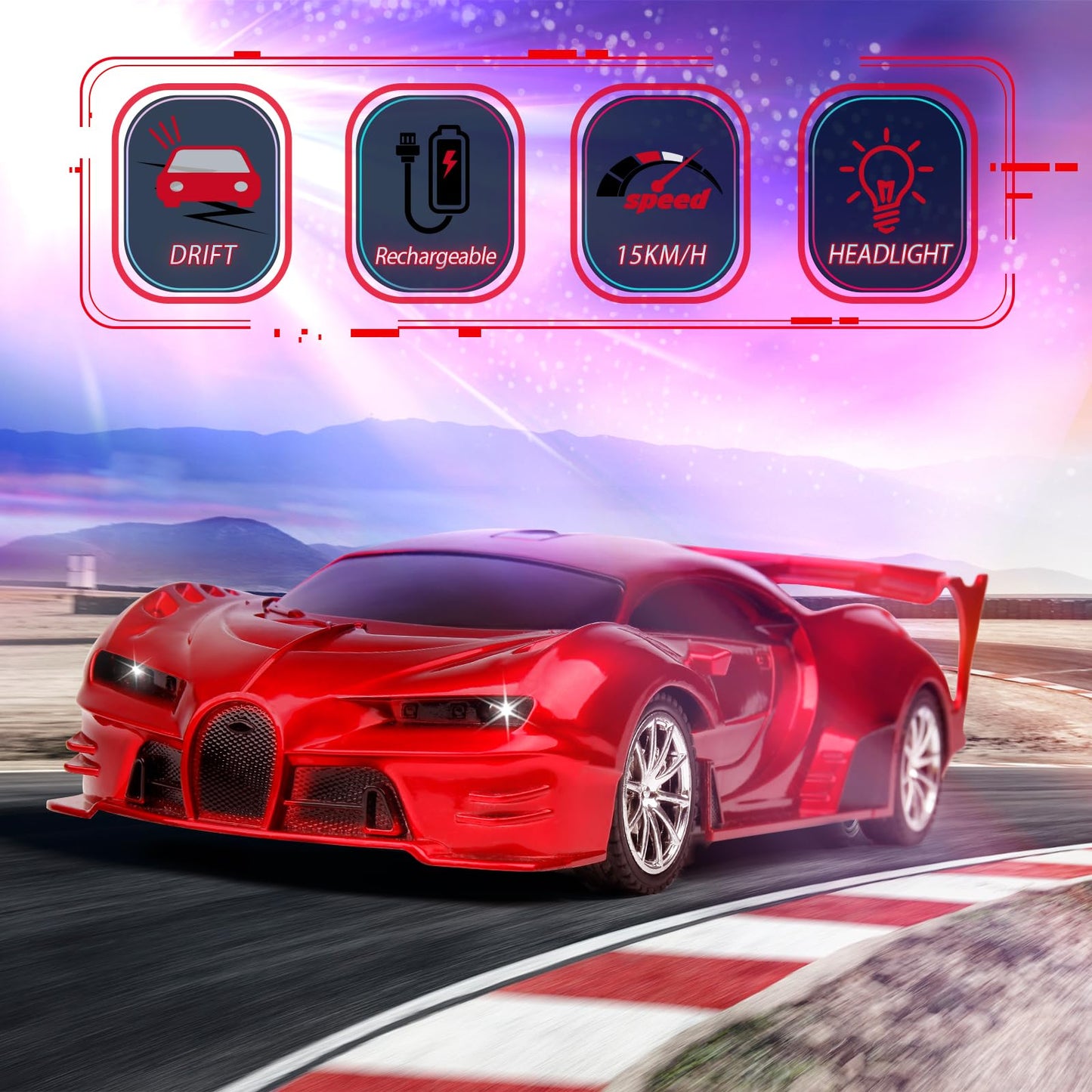 KULARIWORLD Remote Control Car Rechargeable High Speed 1/18 RC Cars Toys for Boys Girls Vehicle Racing Hobby with Headlight Christmas Birthday Gifts for Kids (Red)