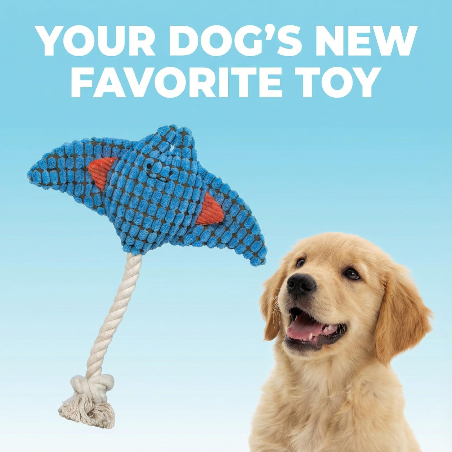 Paw-FECT Piece Stingray/Manta Ray Rope Plush Dog Toy, Soft Durable Material for Chewers, Made with High Resilience Cotton, for All Breeds of Dogs