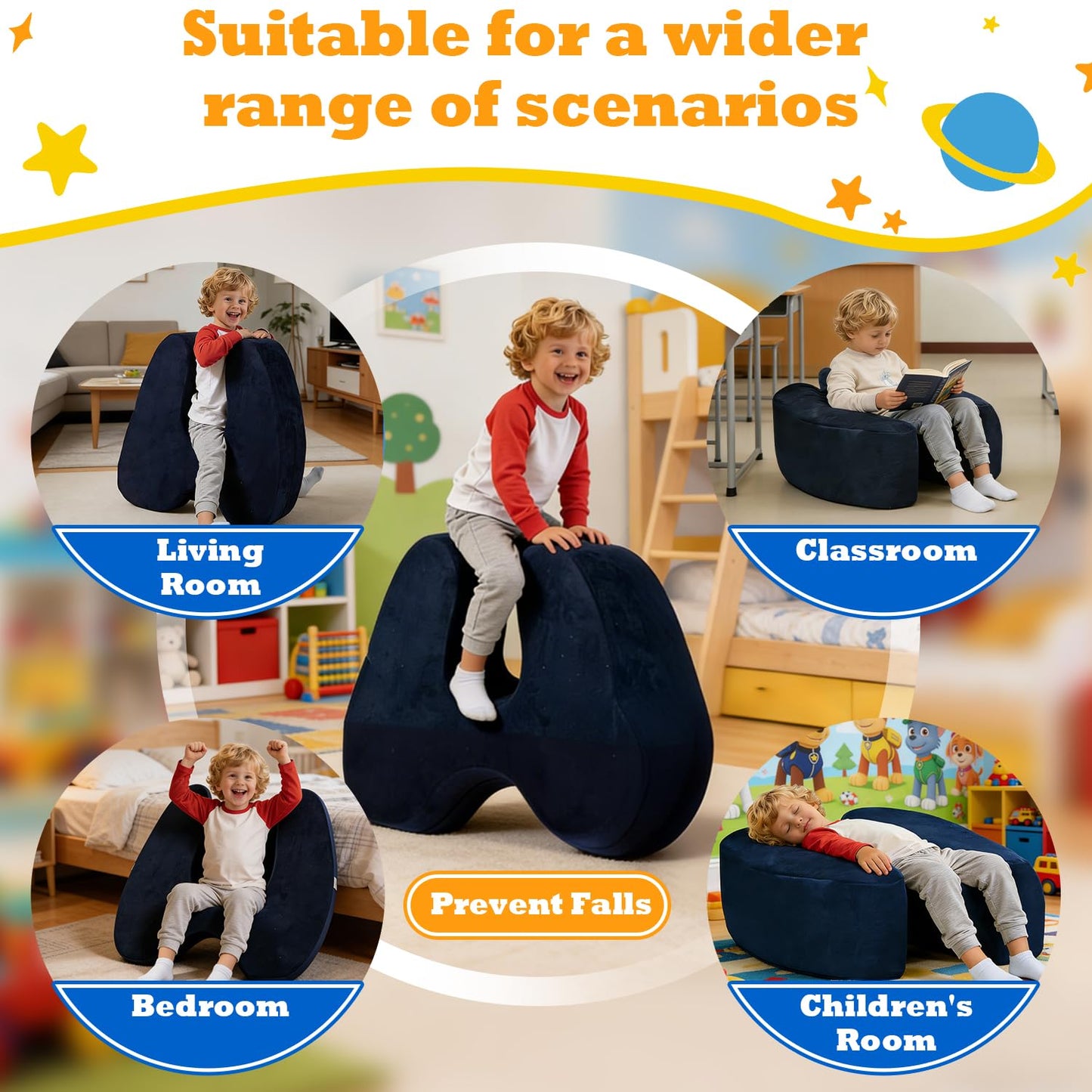 Sensory Squeeze Chair for Kids, Calming Compression Seat with Gentle Rocking Motion, Adaptive Sensory Seating, Soft Velvet Chair with Removable & Machine Washable Cover (1 Seat & 1 Washable Cover)