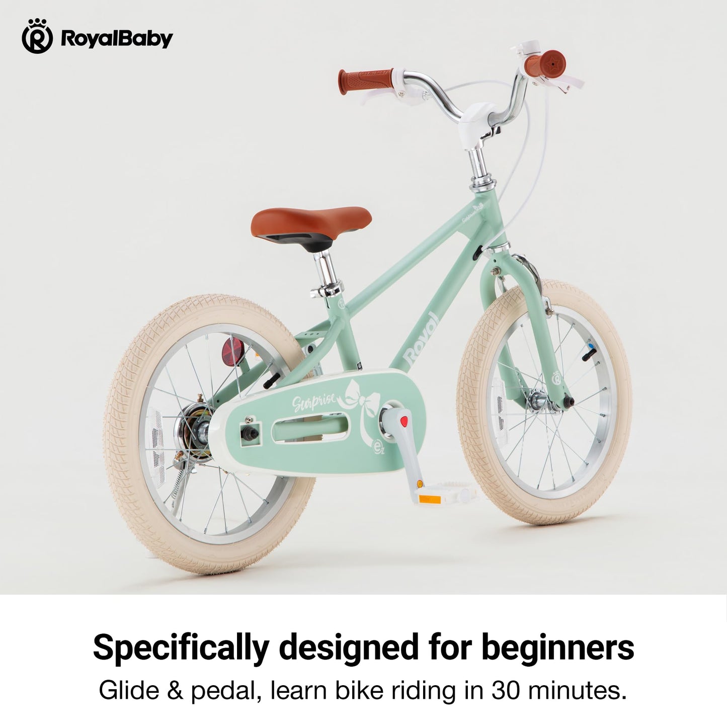 RoyalBaby EZ Kids Bike,16 Inch Convertible Balance to Pedal Bike for Boys & Girls,Beginner Bicycle for Ages 4-7 Years,Green