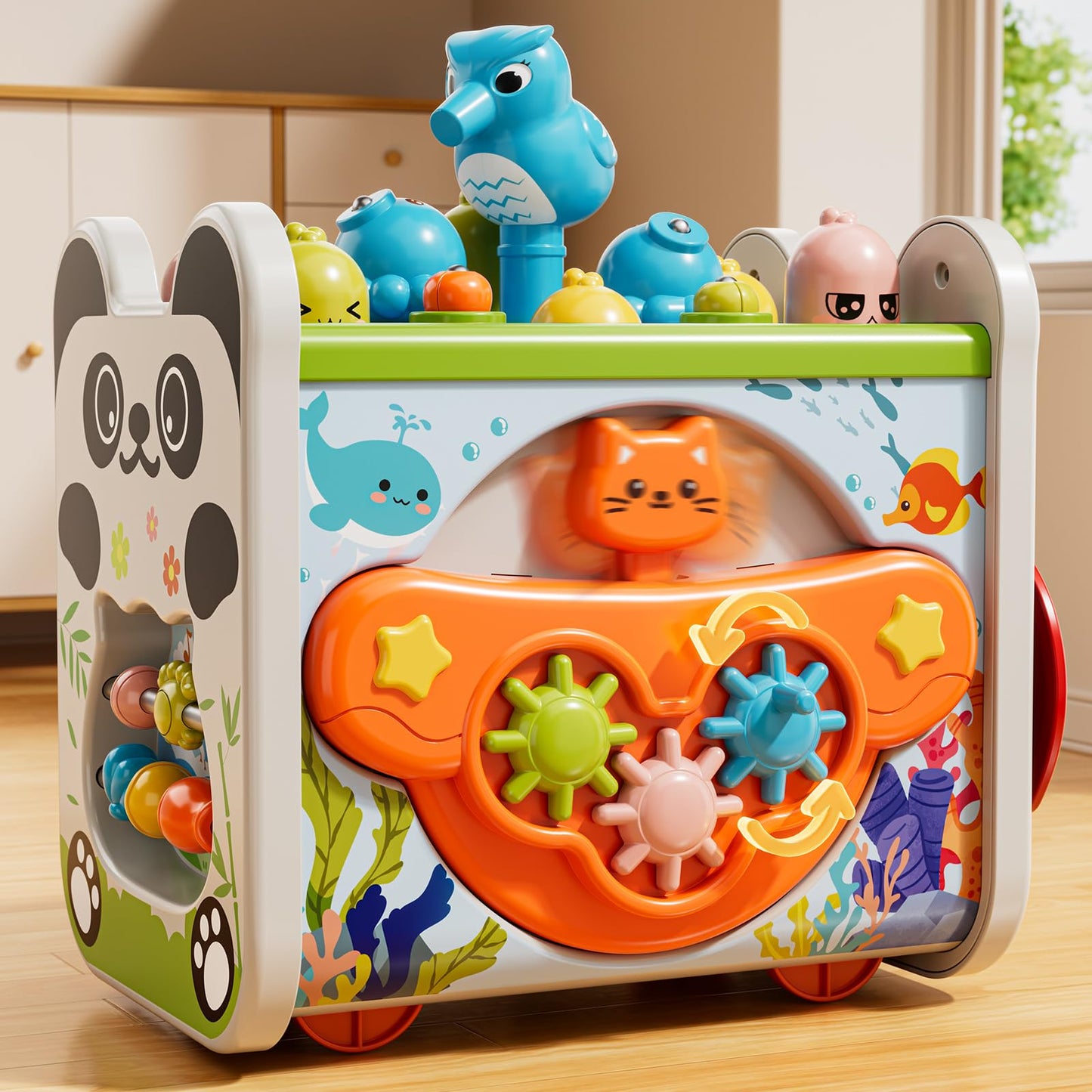 XINNOVEL 6-in-1 Montessori Toys for 3 Year Old, Hammering Pounding Toy with Xylophone, Number Maze, Spinning Gear, Shape Sorting, Spinning Fun, Birthday Gifts for Boys Girls 2+ Year Old