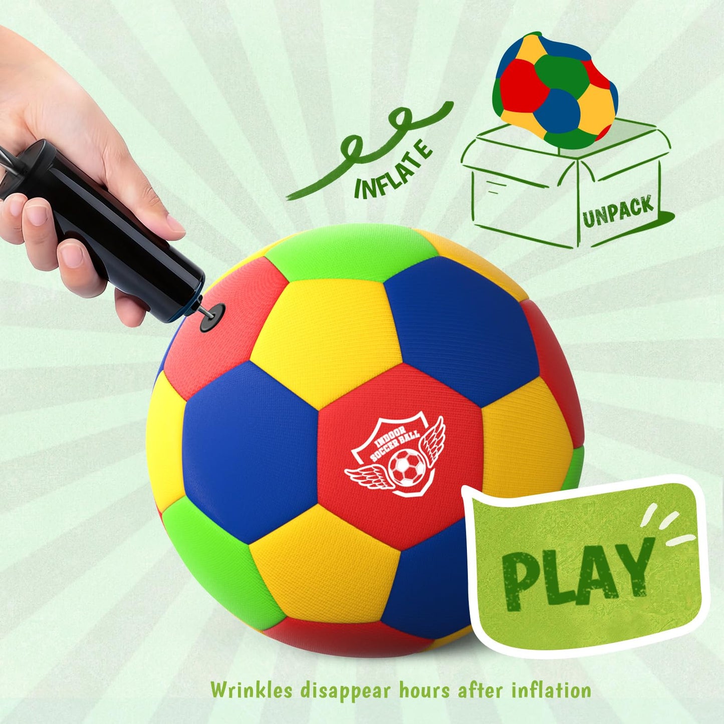 HopeRock Indoor Soccer Ball, Size 4 Soft Foam for Toddlers and Kids, Silent in House, for Youth Boys and Girls Aged 3-12 Years Old