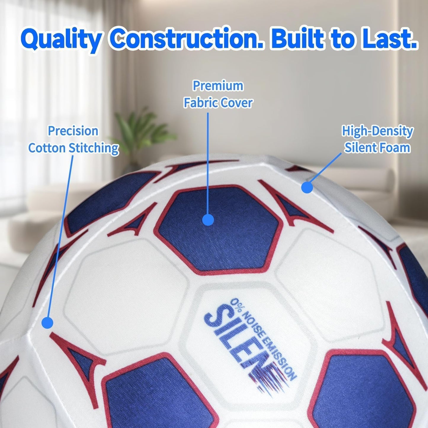 HASTRIDE Silent Soccer Ball Size 5 - Soft Foam Soccer Ball for Indoor Training, Airless Indoor House Ball for Kids and Adults, Soft Durable Foam Design, Gift for Soccer Fans Boys 8-12 Girls