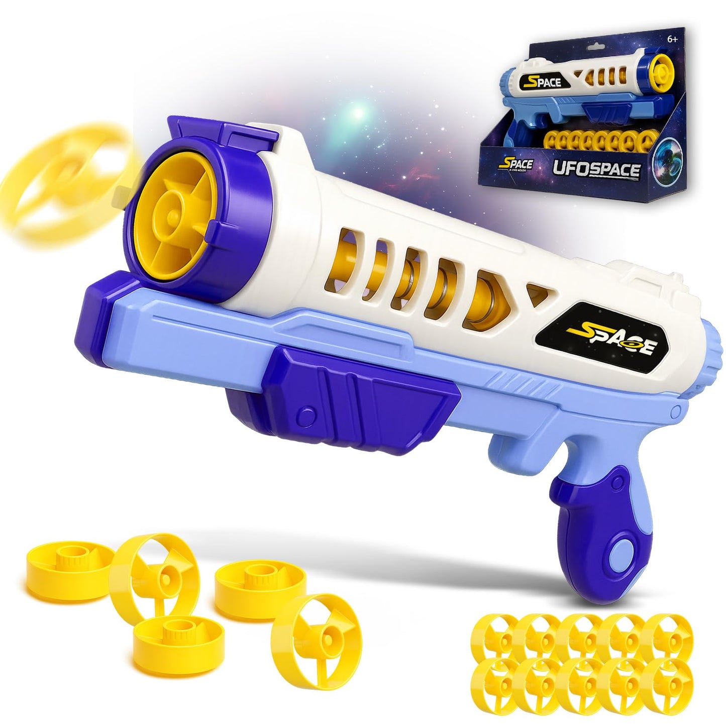 ROHSCE Flying Disc Launcher Toy for Kids Boys Girls 3-7 Year Old - Outdoor Rocket Shooter Game, Interactive Cat Dog Chase Toys, Indoor Activity Gifts for Toddlers Age 4-6 4-8 5-7