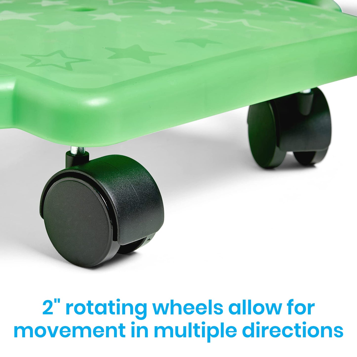 hand2mind Green Indoor Scooter Board with Handles, Sit Down Floor Scooter, Gym Activities for Kids, Indoor Sport Recess Games, Physical Education Equipment, Gross Motor Toys