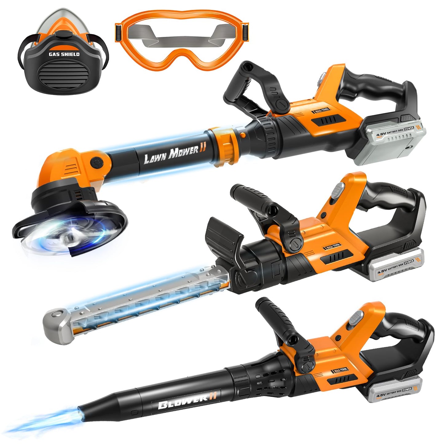 Kids Tool Set, 3 in 1 Kids Power Garden Tools with Sounds & Lights, Toy Weed Wacker, Toy Leaf Blower and Hedge Trimmer, Outdoor Toys, Toy Tools, Christmas Birthday Gifts for Boys 3 4 5 6 7 8 Year Old