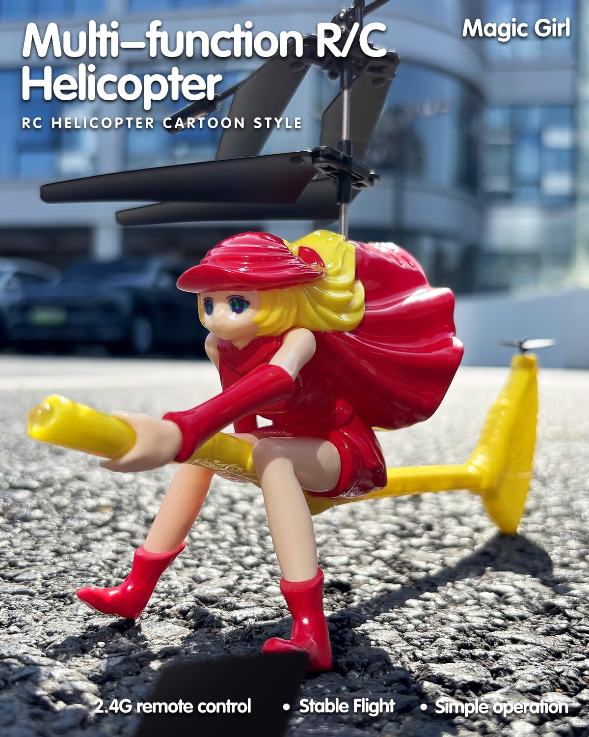 LM16-A RC Helicopter, Flying Witch Drone Toys for Girls with LED Lights, Indoor/Outdoor Remote Control Helicopter Christmas Birthday Gifts for Kids Boys Girls Age 6-8 9 10 11 12+(Red)