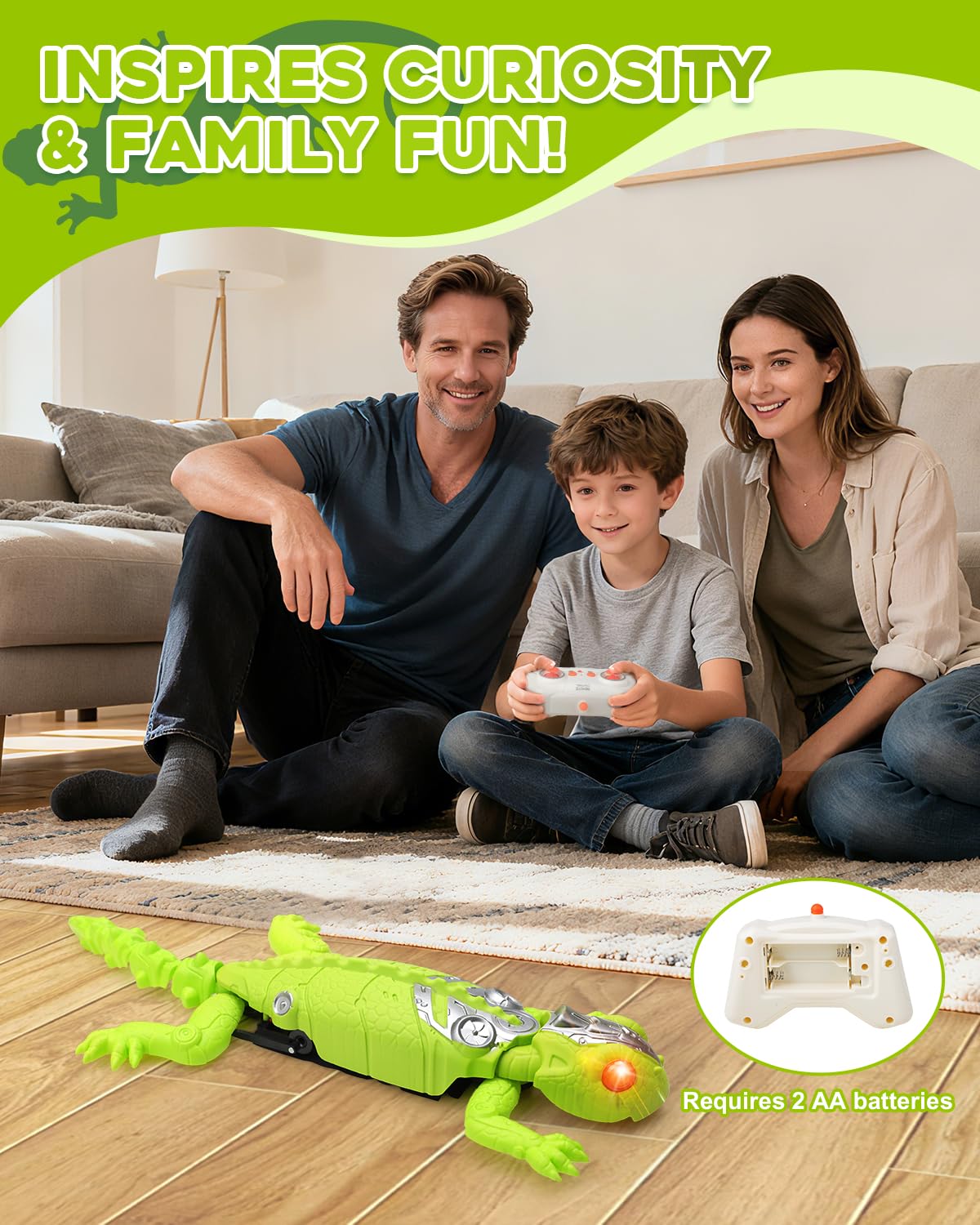 Wall Climbing Gecko Toy for Kids, Dual Mode Floor & Wall Driving, Rechargeable Remote Control Robot, Climbs up Toys & Games, Halloween Christmas Birthday Gifts for Boys Girls Ages 4 & Up（Green）