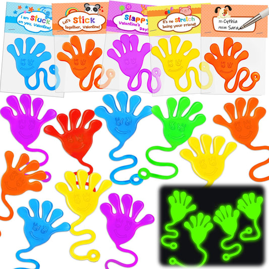 Thremhoo 30PCS Glow in the Dark Sticky Hands Party Favors for Kids Birthday Supplies Goodie Bag Stuffers Easter Egg Fillers Classroom Treasure Box Toys Carnival Prizes Bulk Treat Trinkets Pinata Stuff