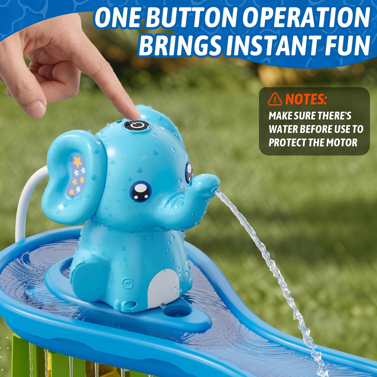 HYES Water Table Pump, Rechargeable Cordless Pump with Magnetic, Elephant Water Pump Continuous Flow, Non-Stop Summer Outdoor Outside Backyard Fun Toys Gifts for Toddlers Kids, Blue