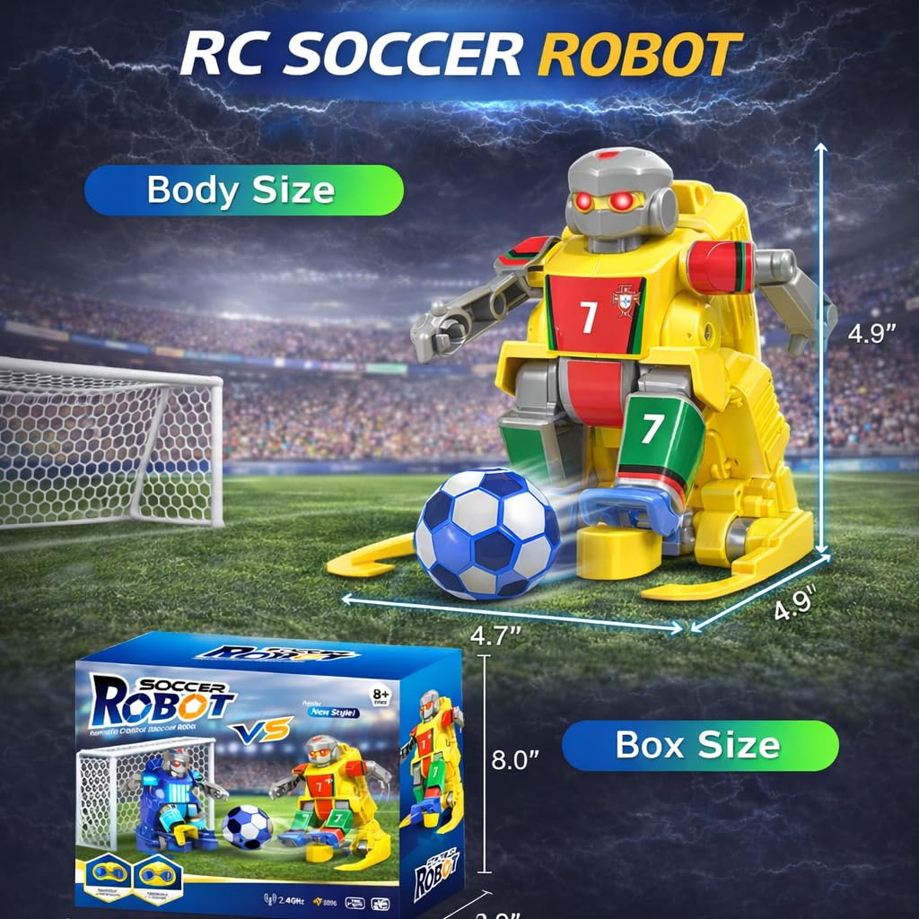 ANTSIR Remote Control Soccer Robot Toy, 2.4G Rechargeable RC Football Player with Lob Shot and Long Shot, 2-Player Battle Interaction Games, Sports Birthday Gift for Boys Girls Age 8-16