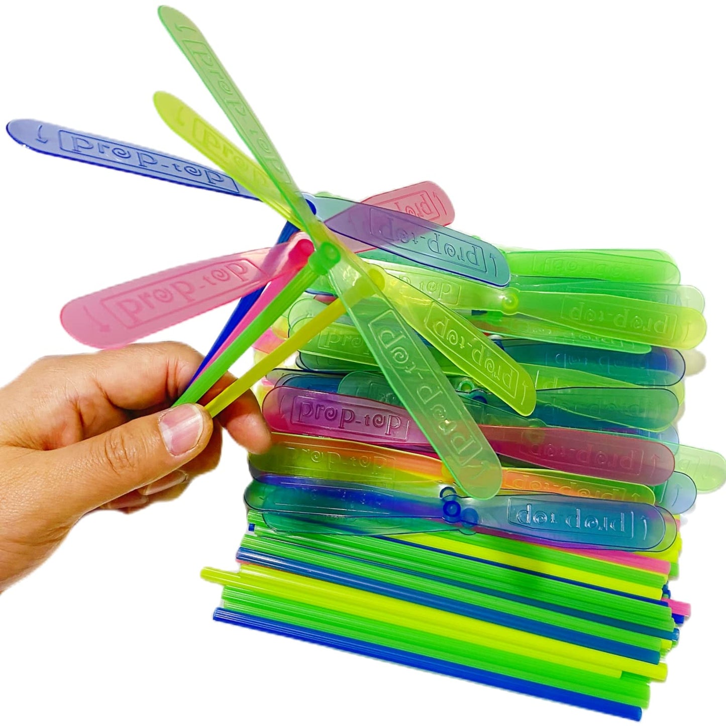 LCPQMZGH 240 Pieces Hand Helicopter Spinner Hand Rub Plastic Propeller Outdoor Flying Plastic Dragonfly Toy Color Toy