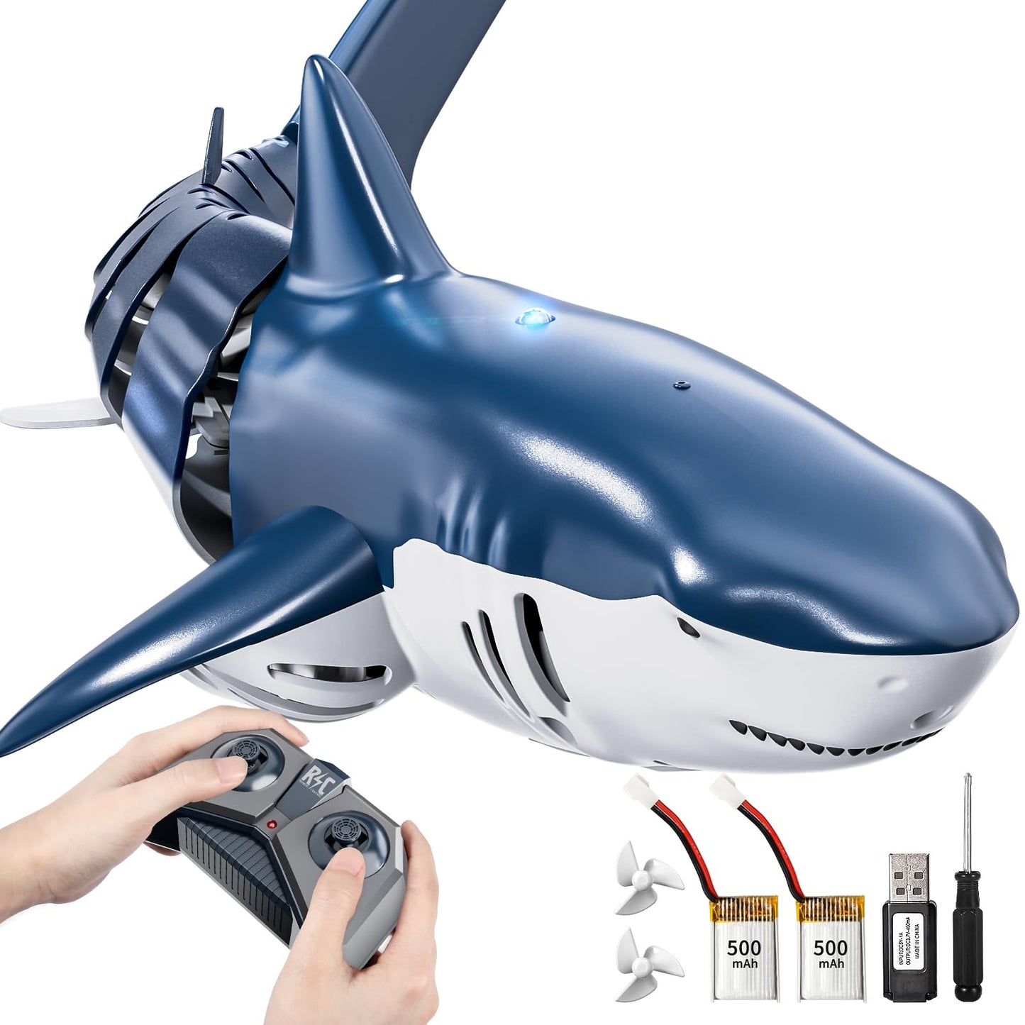 JUKUDAHU 2.4Ghz Remote Control Shark Toys for Kids 6 7 8 Years Old, 1:18 Scale High Simulation Shark for Pool, Bath Toys for Toddlers, Electronic RC Sea Animal, Outdoor Water Gifts