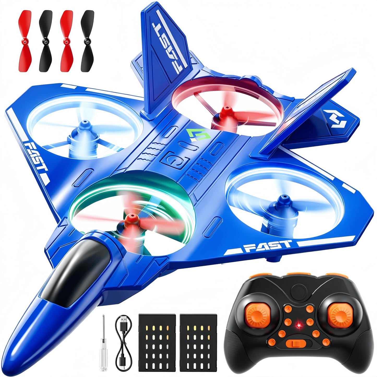 KIZONLY Remote Control Airplane for Kids, RC Airplane for Kids Adults, Indoor Outdoor Airplane with Speed Adjustment, One-Buttom Tricks, Surround etc, Birthday Airplane Gift Toys for Boys Girls Adults