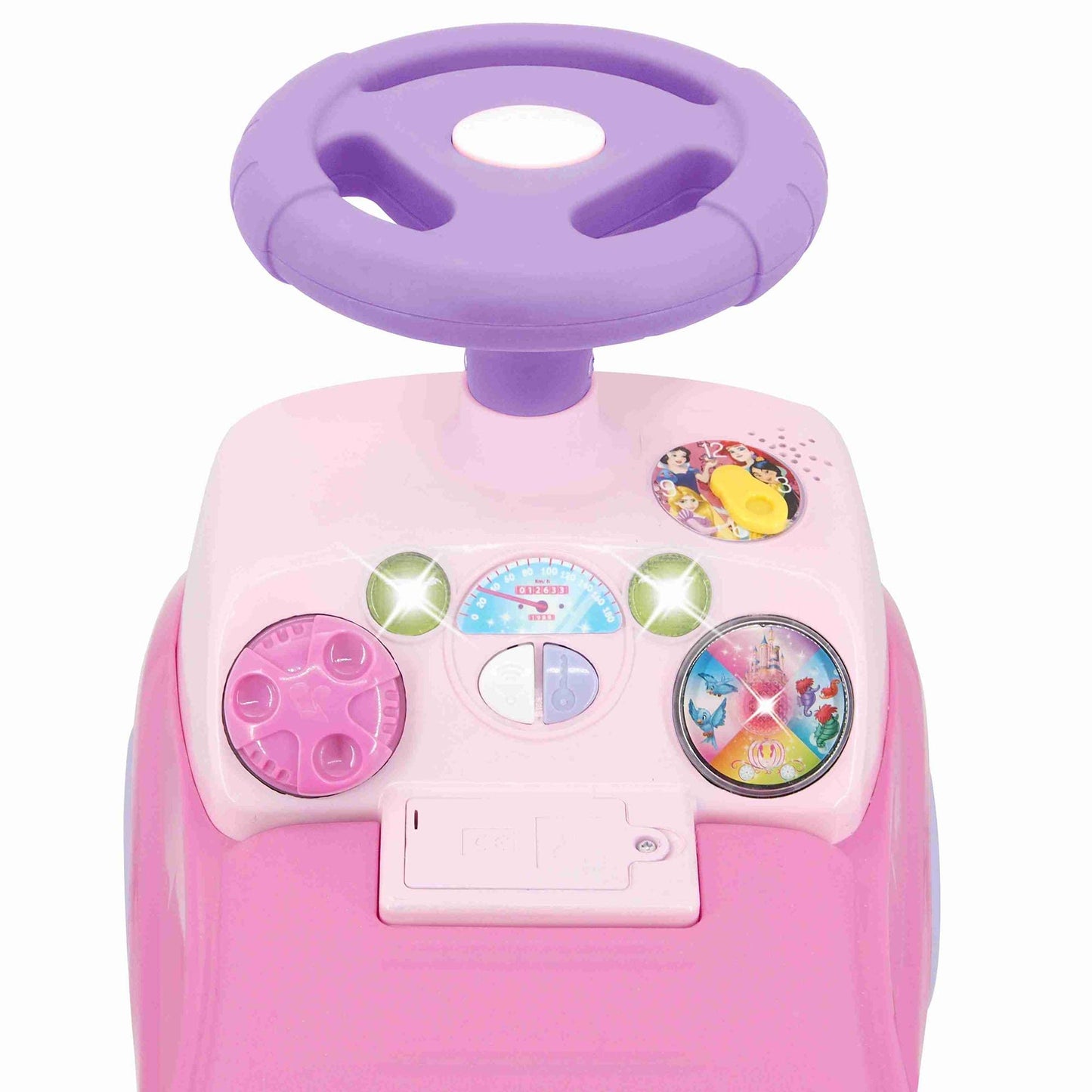 Disney Kiddieland Princess Lights & Sounds Toddler Ride On Foot-to-Floor Push Car with Interactive Dashboard Ages 12-36 Months Easy-Roll Wheels Safe Durable Construction