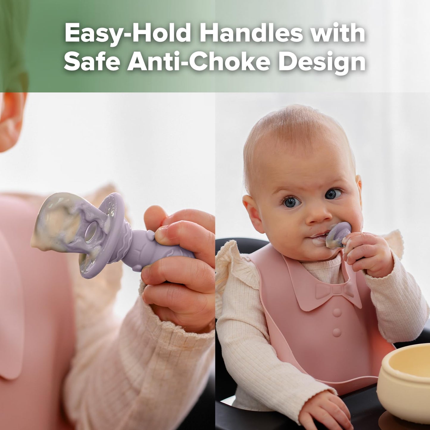 Haakaa Silicone Crab Teether&Astronaut Beginner Silicone Cutlery Set-Baby Toys,360°Baby Toothbrush Head for Infant Self-Brushing Training-Toddler Spoons Self Feeding 6+Months
