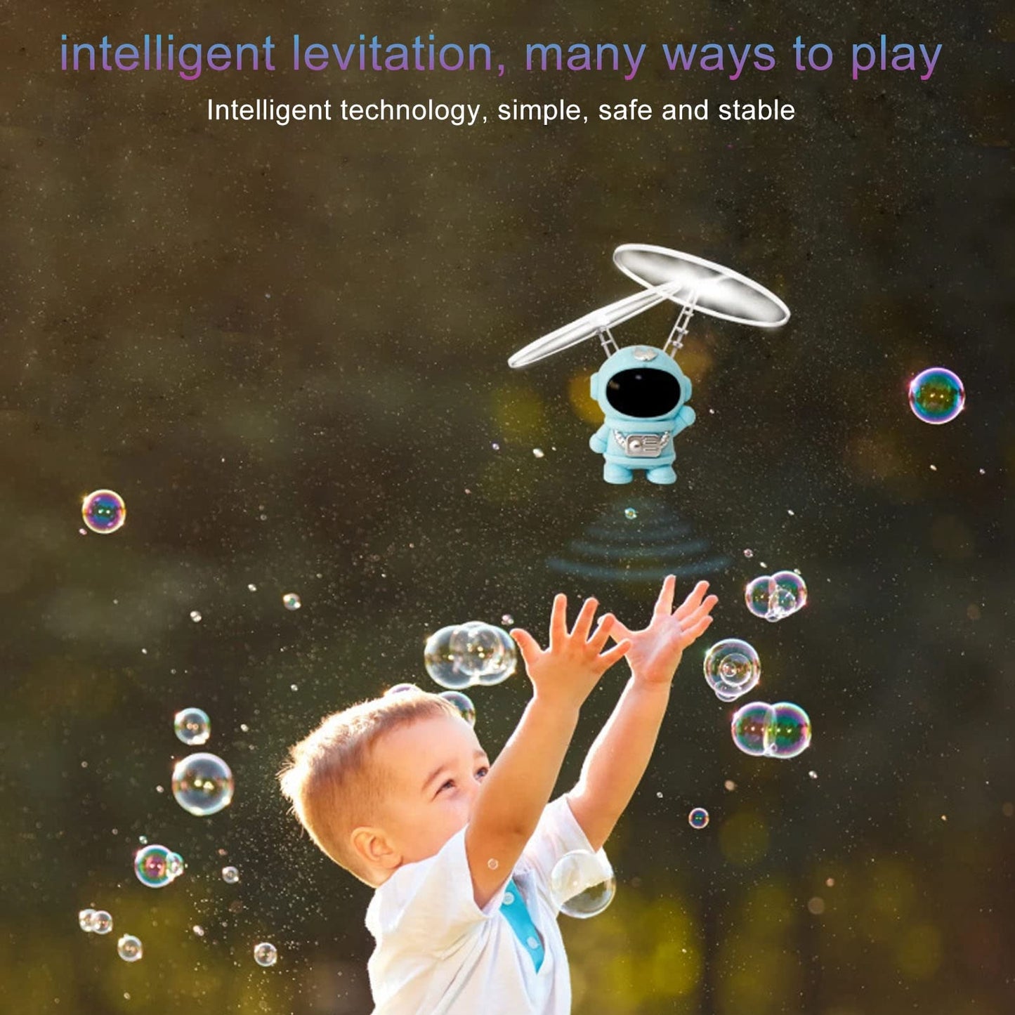 TOPINCN Astronaut Induction Flying Plaything, Levitation Aircraft Gadget with LED Lights, Stable Intelligent Hover Flying Saucer, Science Techs Desk Decor for Boys Girls Adults (Blue)