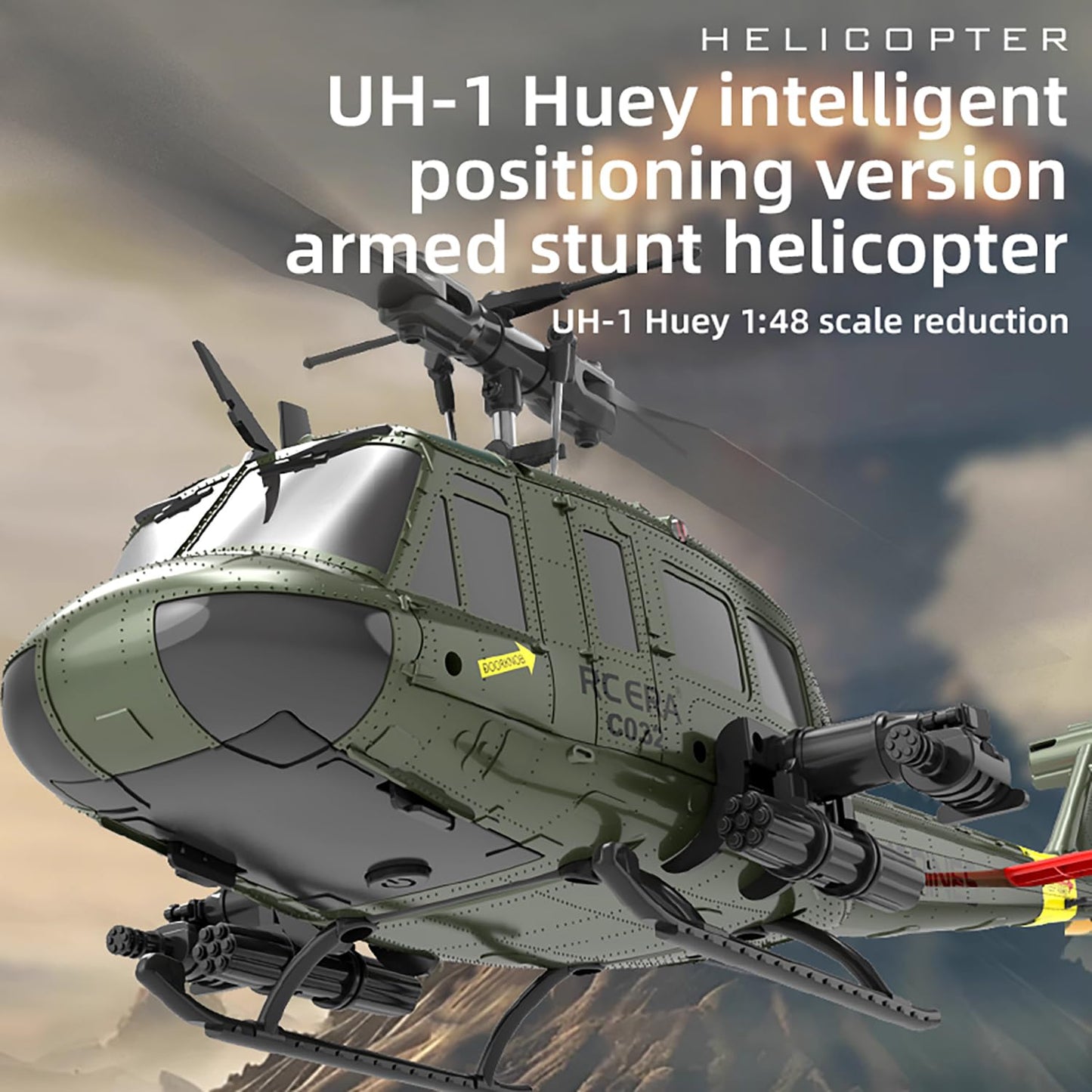Ssccgym 315MM UH-1 Remote Control Helicopter Aircraft for Adults Expert 6CH C032 RC Heli Maintain Altitude Brushless Motor/Optical Flow Positioning/Fly Upside Down 3D Rolling (RTF 2Battery)