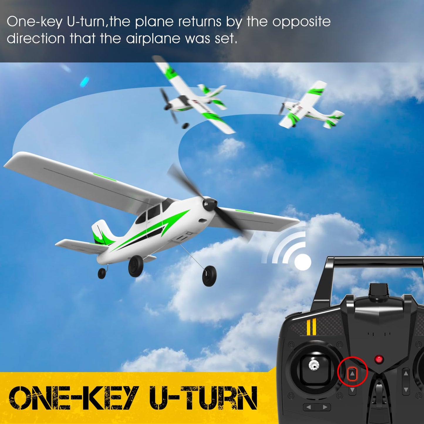 VOLANTEXRC RC Plane Trainer 3CH Remote Control Airplane with Prop Saver, 6-Axis Gyro Stabilizer & 3 Modes to Fly, Hobby Radio Controlled Aircraft RTF for Beginners, Adults (400mm,Green)