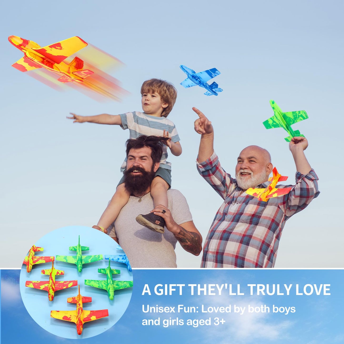 Teyva Daily 10 Pack Airplane Toys, Throwing Foam Planes for Kids Foam Airplanes Gliders Birthday Party Favor Gifts Stocking Filler Stuffer for Kids Boys Girls 8 9 10 11 12 Year Old (Camouflage Colors)