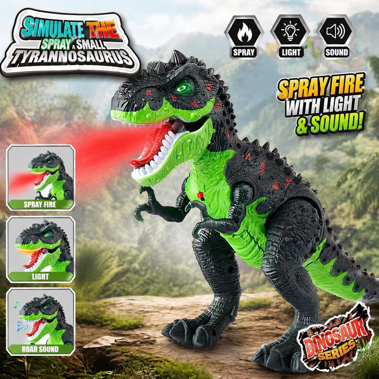 Unimoly Electric Walking T-Rex Dinosaur Toys for Kids 3-5, Realistic Roars & Flame Light Dinosaur Gifts for Boys Girls Toddlers Ages 3 4 5 6 7