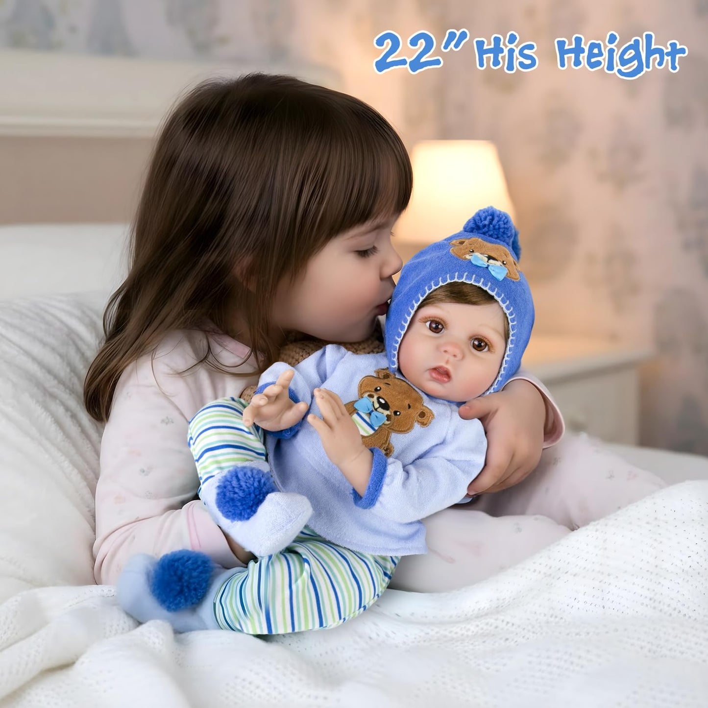 Aori Reborn Baby Boy Doll - 22 Inch Realistic Lifelike Weighted Newborn Boy with Ultra Soft Body, Pacifier, Outfit | Handmade Soft Vinyl Baby Doll for Kids 3+, Toddlers, Collectors