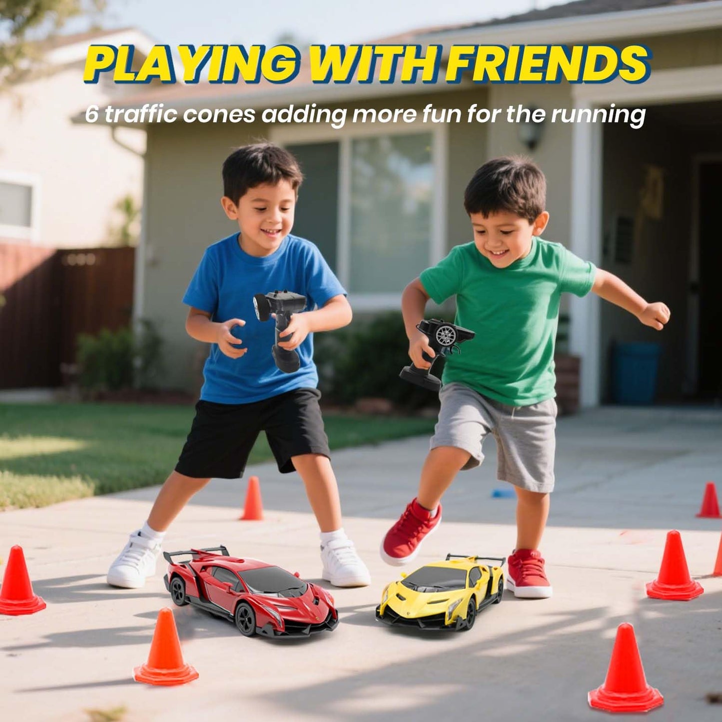 QUN XING Remote Control Car 1:24 Officially Licensed Lambo veneno RC Drift Car with LED Lights 2.4GHz 4WD 15KM/H Fast Speed Control Rechargeable Battery 800mah Birthday for Kids Boys 8-12，red