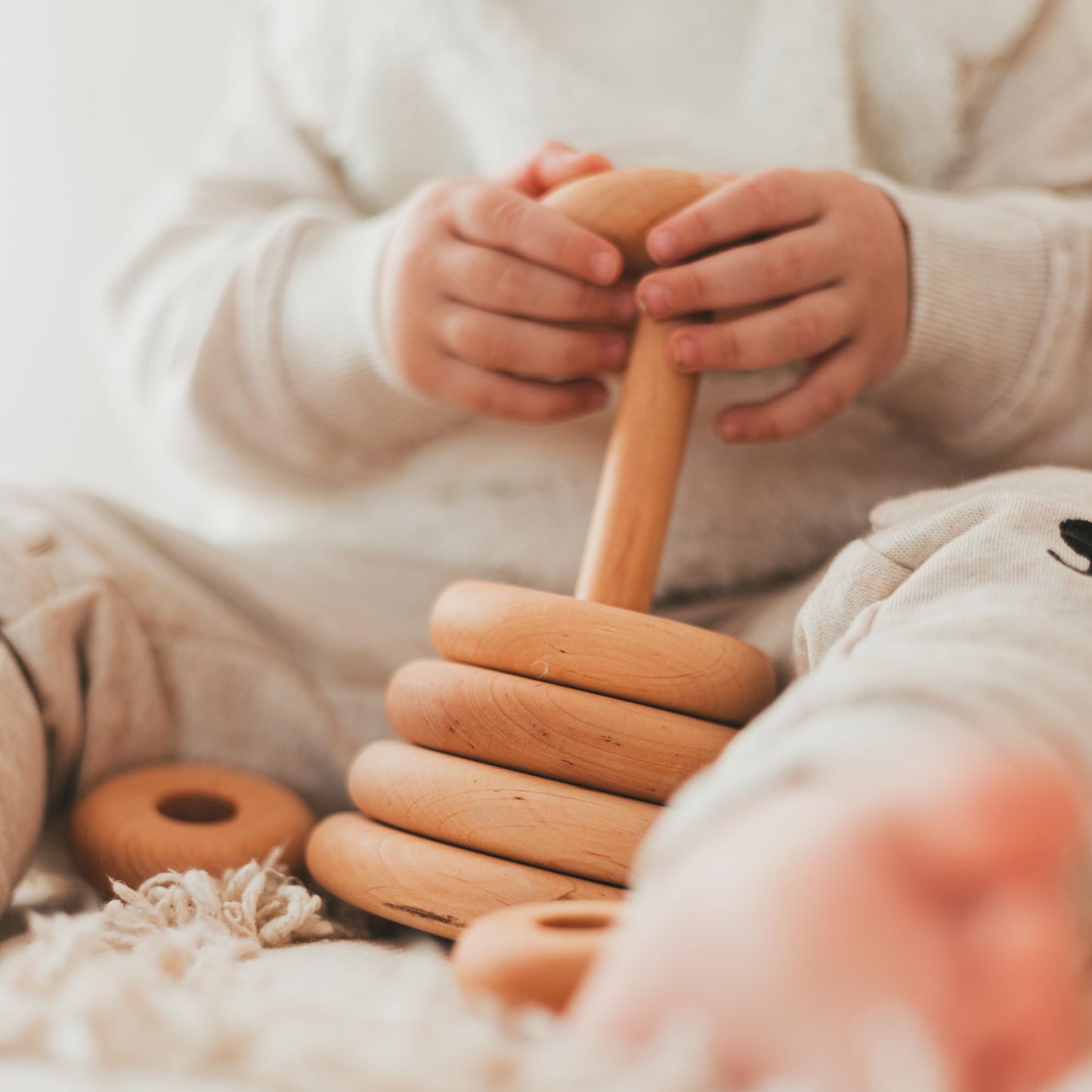 BUSY PUZZLE Ring Wooden Stacking Toy Montessori Wooden Pyramid Gifts for Toddlers Natural Baby Toy Pyramid Handcrafted Toy for 1 Year Old