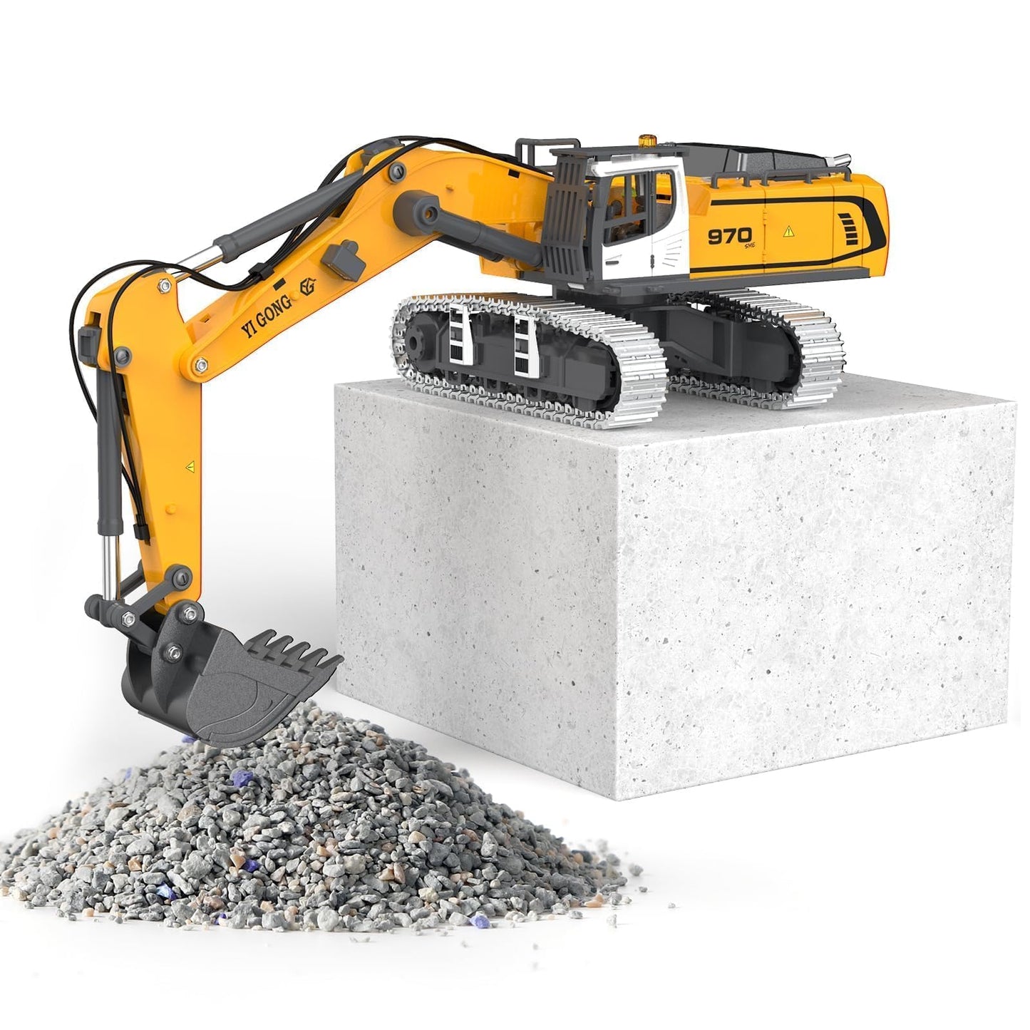 KidsFaves Pro-Grade Remote Control Excavator for Adult Metal Micro-Scale RC Construction Model with Leadscrew Digging System, Dual Battery Includes Portable Carry Case