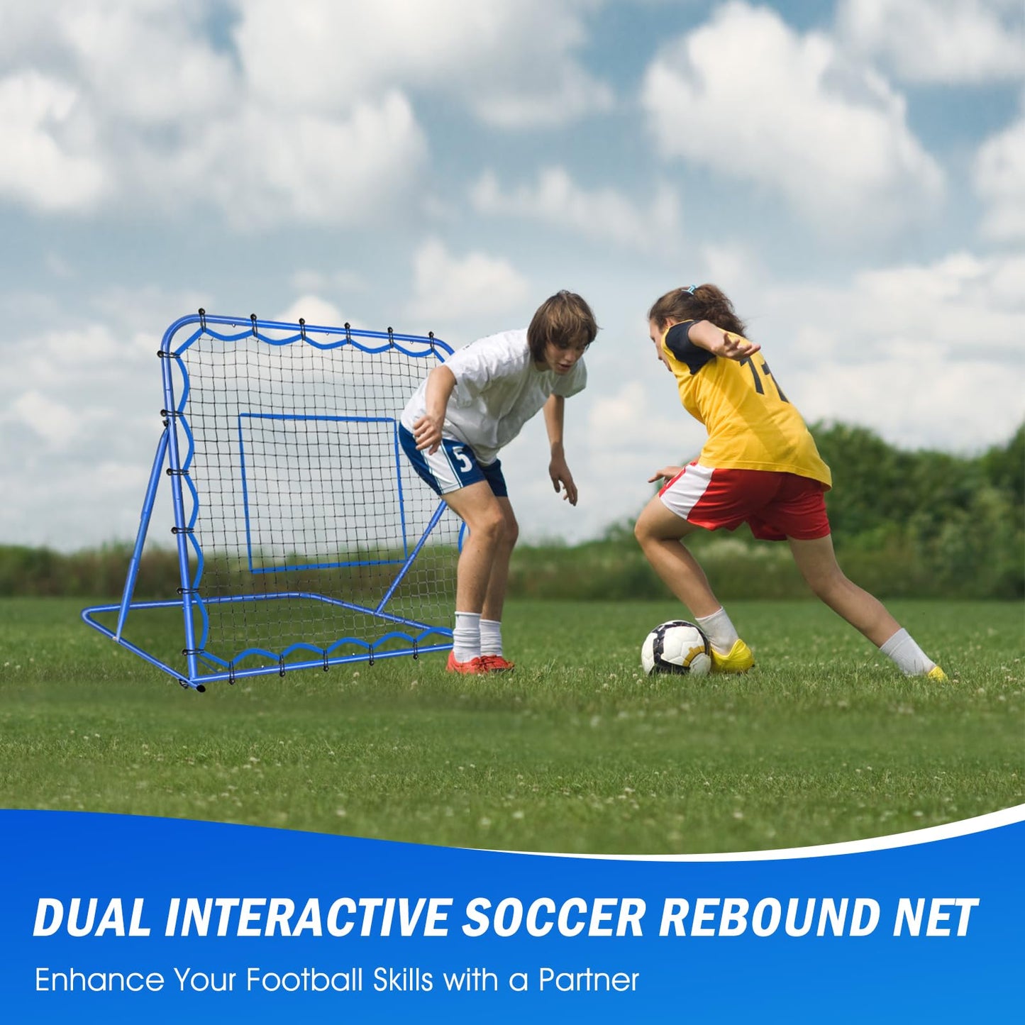 4x4FT Soccer Baseball Rebounder Net, Quick-Switch Angle Softball Pitch Back Net Volleyball Soccer Training for Control, Passing Practice, Bounce Back Rebounder Gifts & Equipment for Kids,Teens & Adult