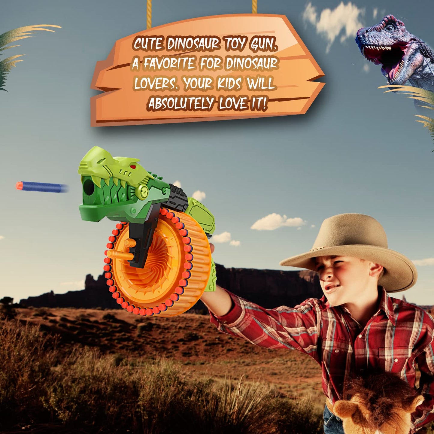 Toy Gun Toy Foam Blasters with 120 Foam Bullets, 40-Dart Rotating Drum, Foam Dart Gun Shooting Game for Indoor Outdoor Activity, Dinosaur Toys Birthday Xmas Gifts for Kids, Teens, Adults 6+