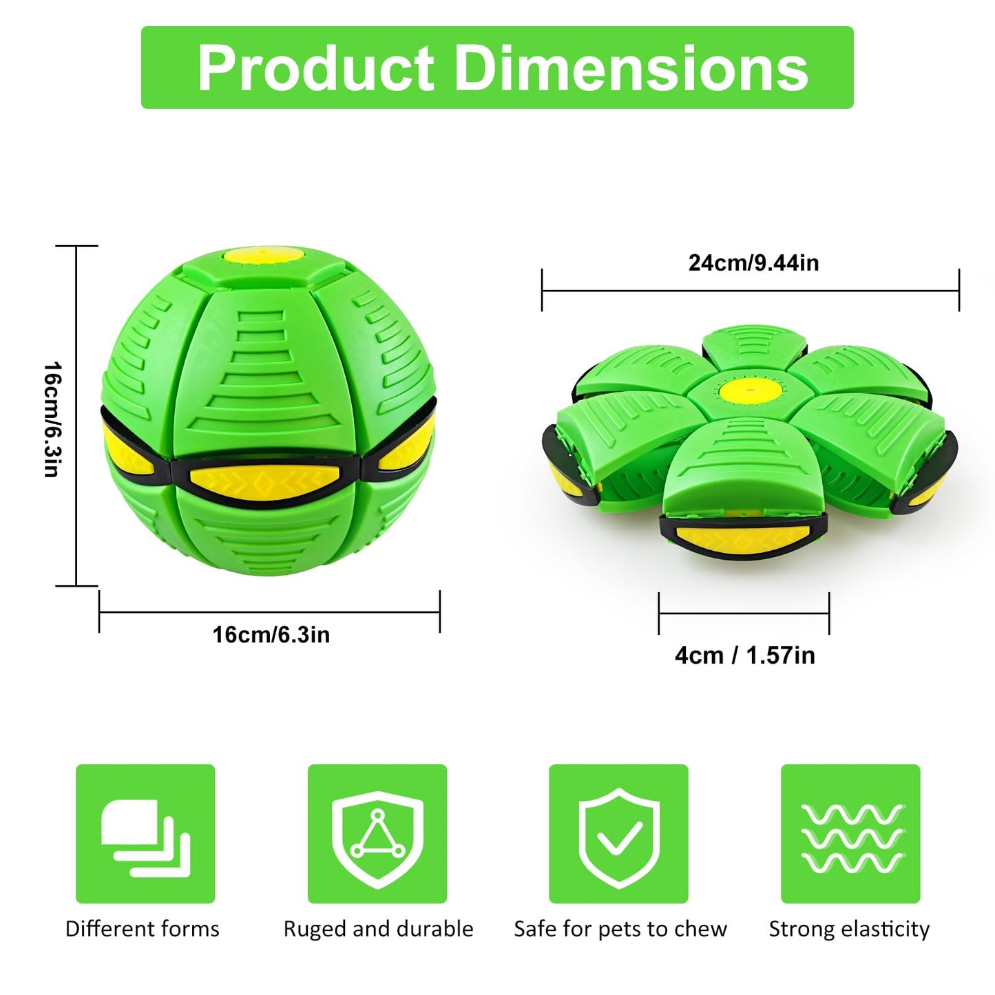 Kikkavo Magic Bouncing Ball 6-Light Dual Form – Pop up, Meta Ball Metaball Transforming Design – Flying Saucer Bouncy – Interactive Bouncing Balls for Parent-Child Interaction – Gift Pack –Green