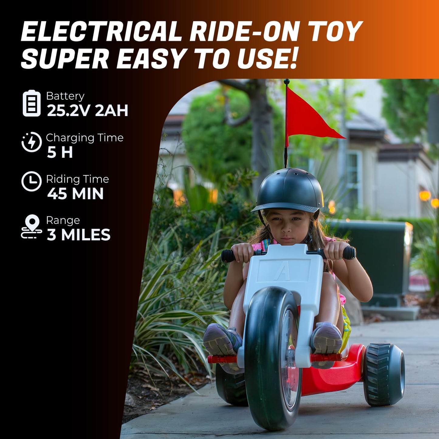 Electric Tricycle for Toddlers 3-5 Year Olds, Toddler Bike with 2-Speed Control, Kids Balance Bike with LED Lights, Adjustable Seat, 66Lbs Load Capacity