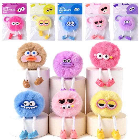 MEADIN Valentines Day Gifts for Kids - 24 Pack Pre-filled Plush Toys Keychains with Valentine's Gift Cards for School classroom Class - Valentine Party Favors for Kids Boy Girls Toddlers