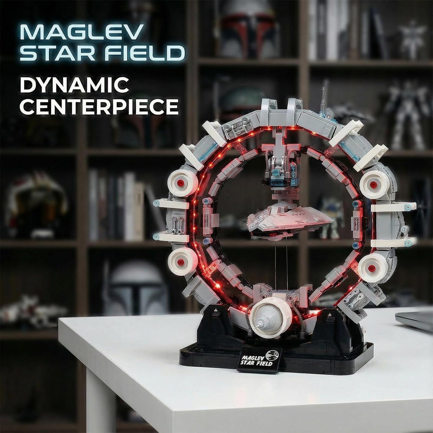 Holexapyd Space Wars Ship Building Set for Adults with Red Light - Wars Spaceship Movie Collectors Gift Ideas Galaxy Home Office Decor (1515 PCS)